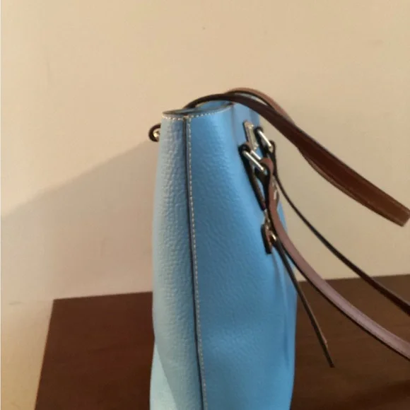 Dooney & Bourke Blue Pebbled Leather Satchel Handbag w Dust Bag - Picture 7 of 9